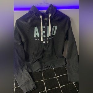 Dark Grey Aeropostale Zip Up Sweater for Women in Size Medium